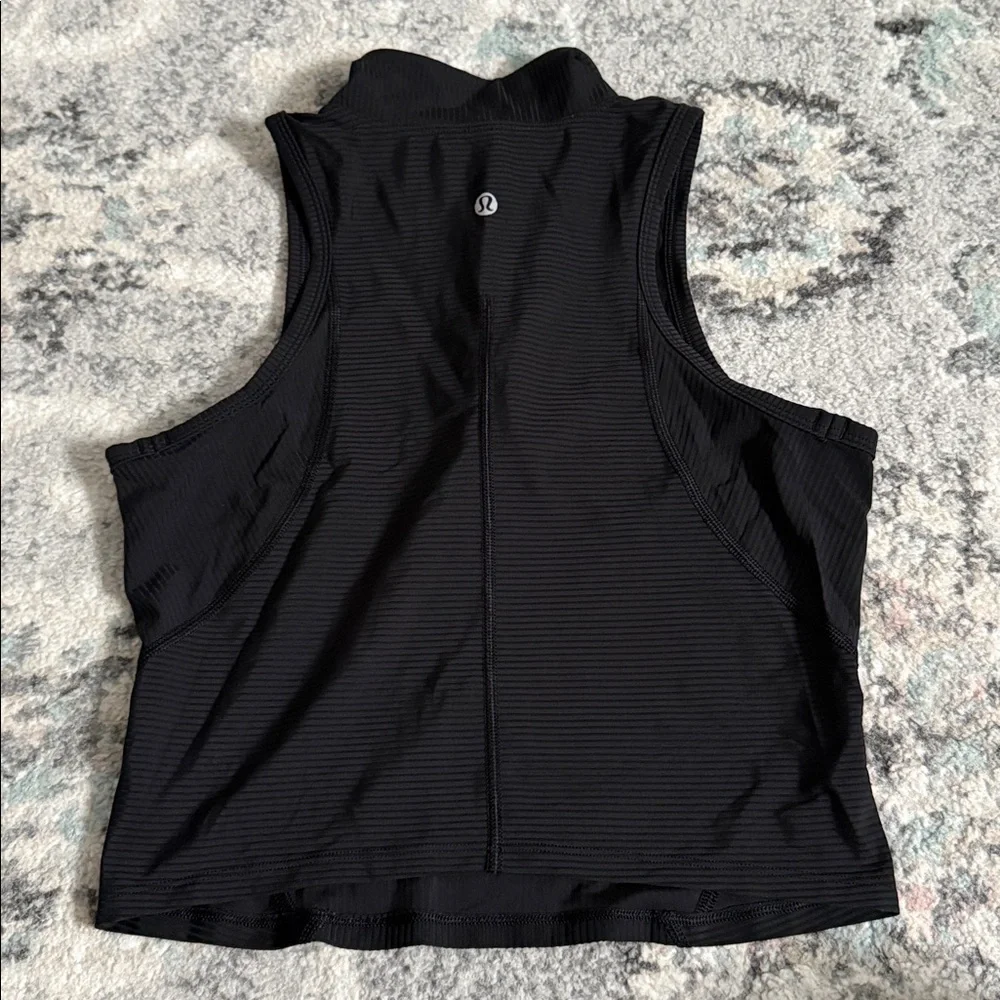 Lululemon Rib Zip-Front Cropped Run Tank Top in Black